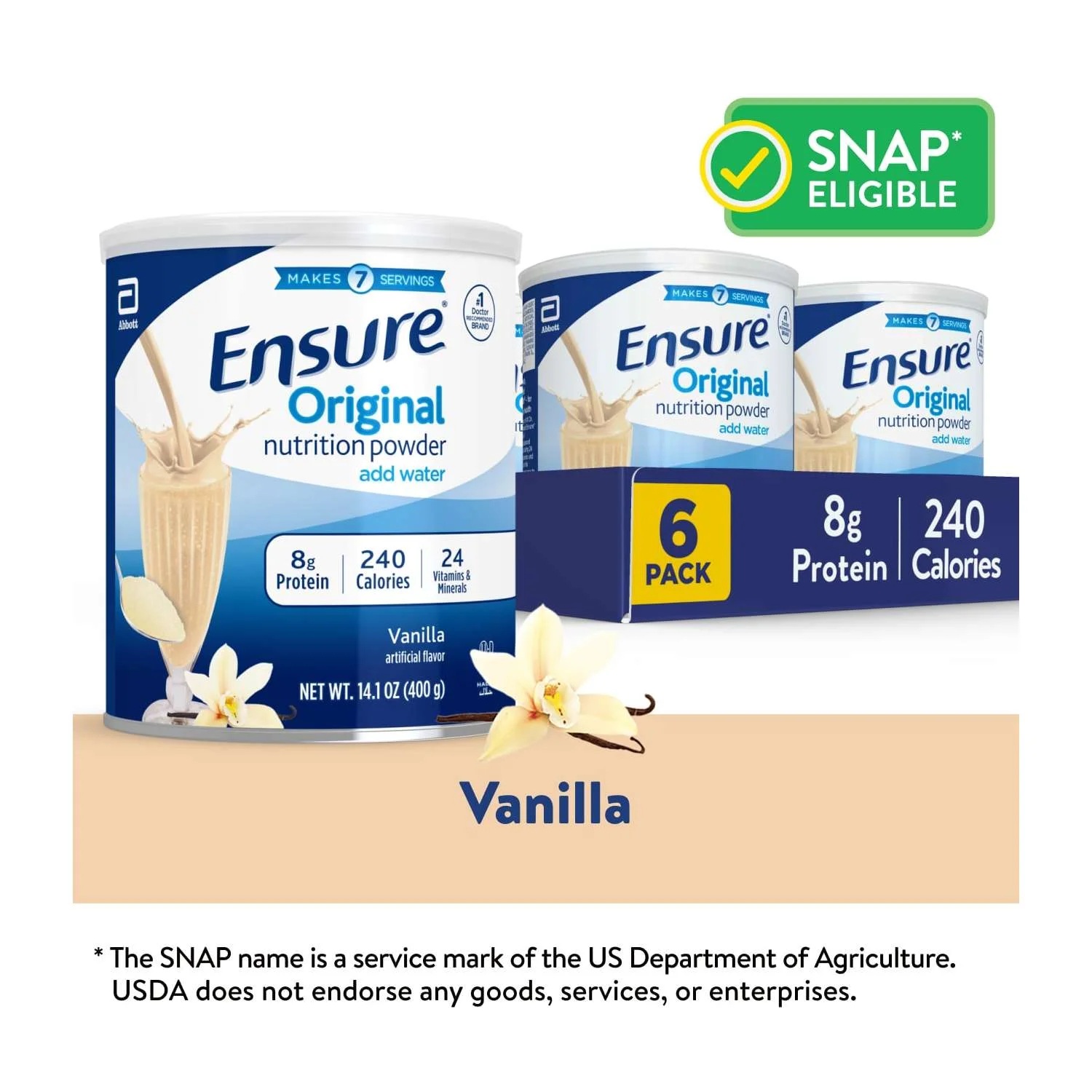 SỮA INSURES ORIGINAL 6 Lon- Ensure Original Vanilla Nutrition Powder, Protein Powder, 14.1 oz - 6 pack